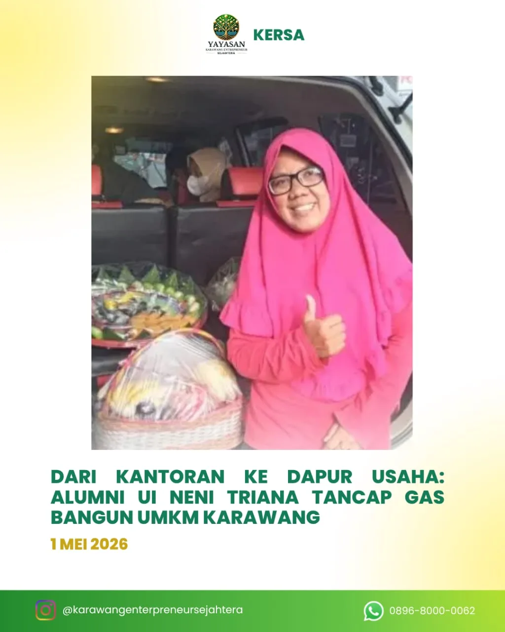 Dari Kerja Kantoran, Kini ke Dapur Organisasi: Neni Triana Siap Tancap Gas Bangun UMKM Karawang